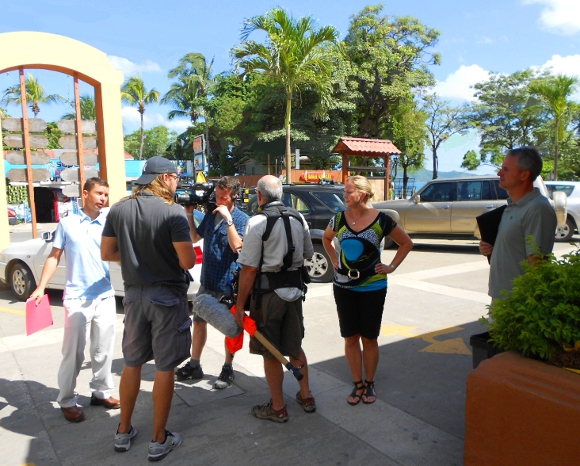 The crew gets ready to begin filming