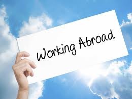 Sign that says "working abroad"