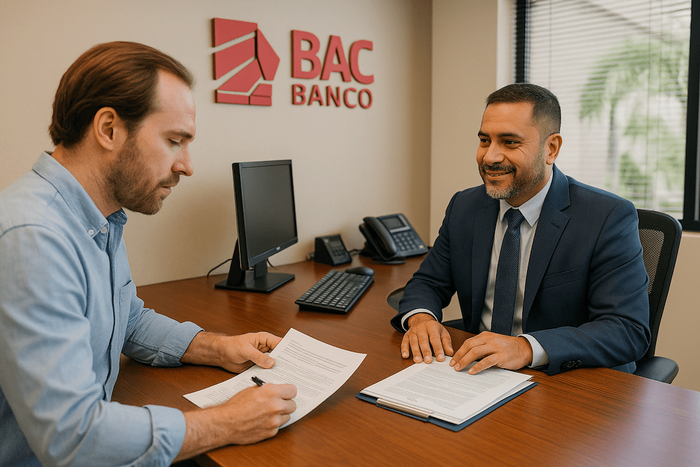Man obtaining a home loan in BAC bank Costa Rica